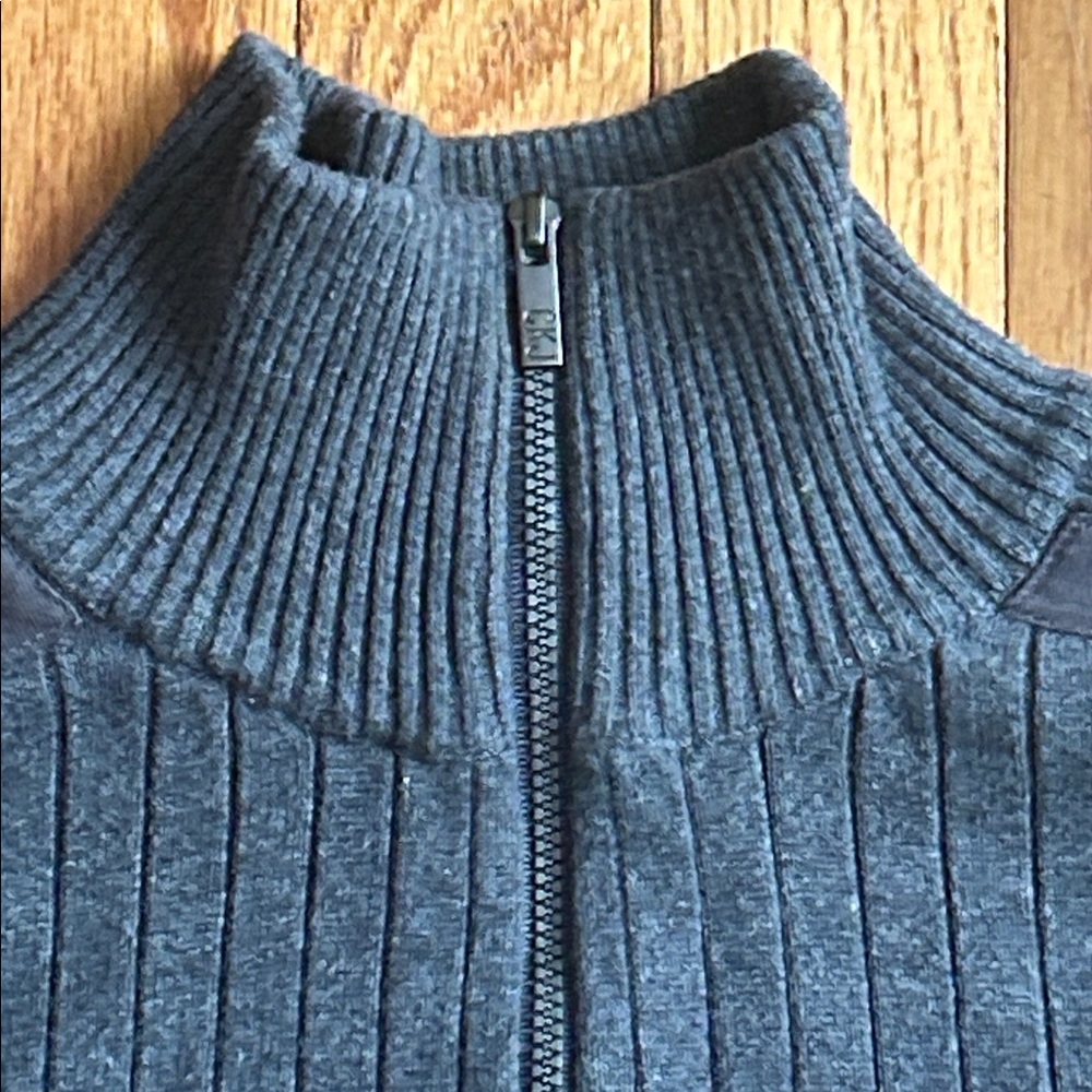Calvin Klein Men's Charcoal Zip-Up Sweater - Picture 5 of 9